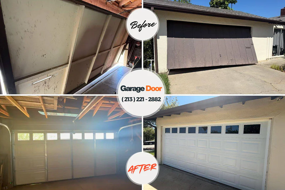 Before and after: garage door repair North Arlington, NJ